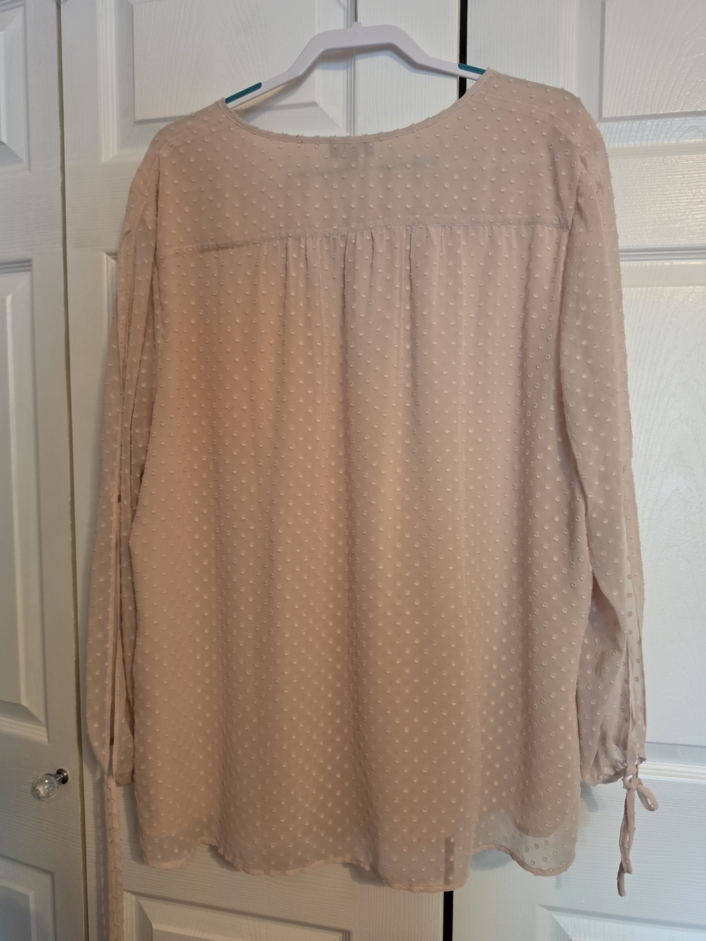 The Limited Blush Pink Swiss Dot Keyhole Blouse - Picture 2 of 6